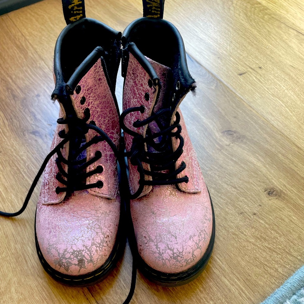Dr. Martens pink disco boots